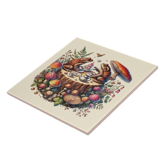 Niedliche Waldteefrosche Party Fliese (Seite)