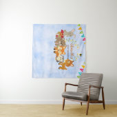 Niedliche Waldtier-Baby-Duschen-Hintergrund-Fahne Wandteppich (Beispiel (Horizontal))