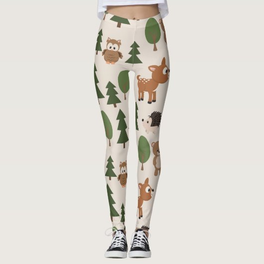 Niedliche Waldtierart Leggings (Vorderseite)