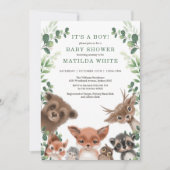 Niedliche Waldtierdusche Einladung (Vorderseite)