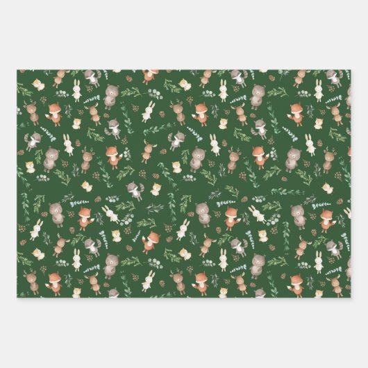 Niedliche Waldtierdusche Geschenkpapier Set (Vorderseite)
