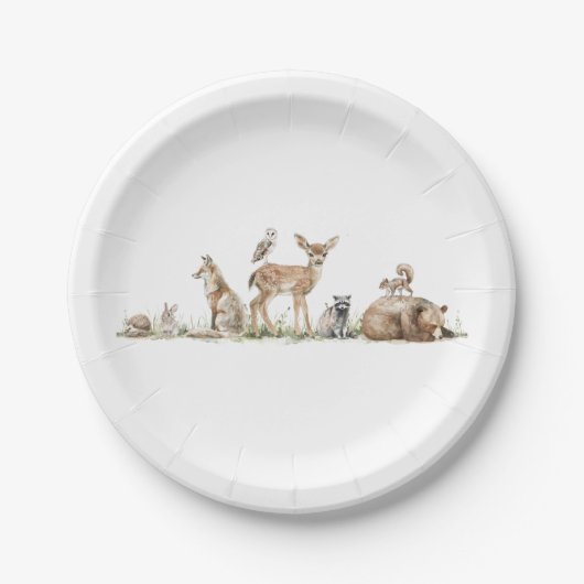 Niedliche Waldtierdusche Pappteller (Vorderseite)