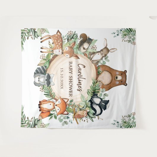 Niedliche Waldtierdusche Wandteppich (Vorderseite (Horizontal))