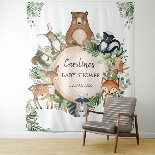 Niedliche Waldtierdusche Wandteppich (Beispiel)