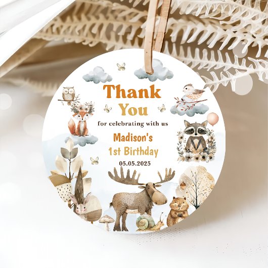 Niedliche Waldtiere 1. Geburtstag Gastgeschenk Tag Geschenkanhänger