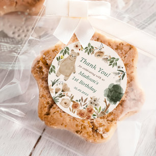 Niedliche Waldtiere 1. Geburtstag Party Classic Runder Aufkleber