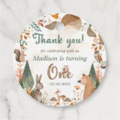 Niedliche Waldtiere 1. Geburtstag Party Geschenkanhänger (Vorderseite)