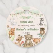 Niedliche Waldtiere 1. Geburtstag Party Geschenkanhänger (Rückseite)