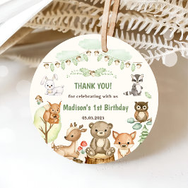 Niedliche Waldtiere 1. Geburtstag Party Geschenkanhänger