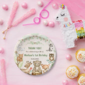 Niedliche Waldtiere 1. Geburtstag Party Paper Pla Pappteller (Party)