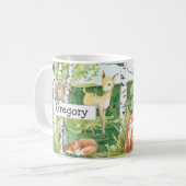 Niedliche Waldtiere Aquarellfarben Individuelle Na Kaffeetasse (Vorderseite Links)