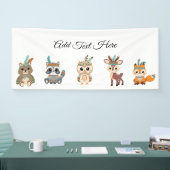 Niedliche Waldtiere aus Stämmen Geburtstagsbanner Banner (Messe)