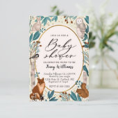 Niedliche Waldtiere - Baby-Dusche Einladung (Stehend Vorderseite)