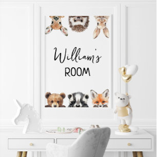 Niedliche Waldtiere Baby Kinderzimmer Room Poster