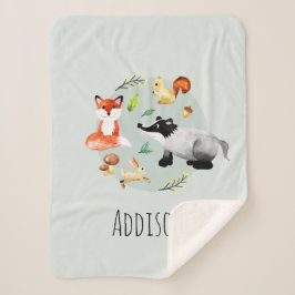 Niedliche Waldtiere Badger & Fox Name Kinder Sherpadecke
