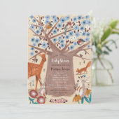 Niedliche Waldtiere Bäume Neutrale Babydusche Einladung (Stehend Vorderseite)