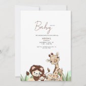 Niedliche Waldtiere Brown & White Baby Dusche Einladung (Vorderseite)