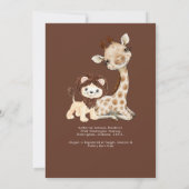 Niedliche Waldtiere Brown & White Baby Dusche Einladung (Rückseite)