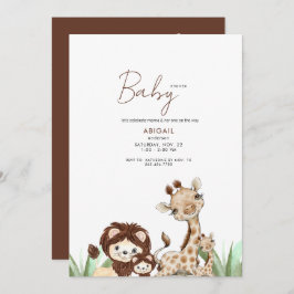 Niedliche Waldtiere Brown & White Baby Dusche Einladung