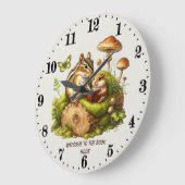 Niedliche Waldtiere buchen nook Leseliebhaber Große Wanduhr (Winkel)