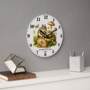 Niedliche Waldtiere buchen nook Leseliebhaber Große Wanduhr