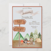 Niedliche Waldtiere Camping Kinderdusche Einladung (Vorderseite)