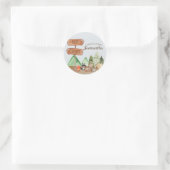 Niedliche Waldtiere Camping Kinderdusche Runder Aufkleber (Tasche)