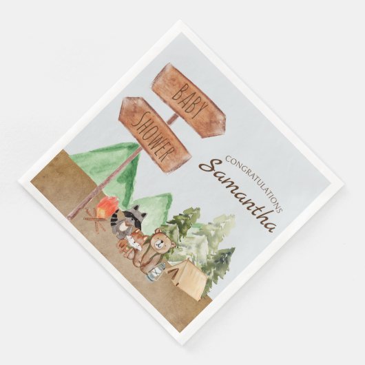 Niedliche Waldtiere Camping Kinderdusche Serviette (Ecke)