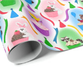 Niedliche Waldtiere & Cupcakes Geburtstag Geschenkpapier (Rolleneckpunkt)