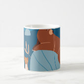 Niedliche Waldtiere, dunkles, nahtloses Design. Kaffeetasse (Mittel)