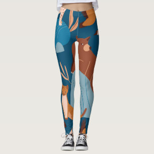 Niedliche Waldtiere, dunkles, nahtloses Design. Leggings