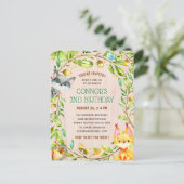 Niedliche Waldtiere Einladung zur Geburtstagsfeier Postkarte (Stehend Vorderseite)