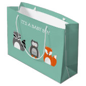Niedliche Waldtiere Es ist ein Baby Boy Große Geschenktüte (Rückseite Schrägansicht)