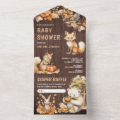 Niedliche Waldtiere fallen Herbstdusche All In One Einladung (Innen Boden)