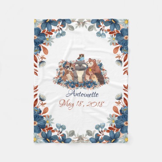 Niedliche Waldtiere Fleecedecke (Vorderseite)