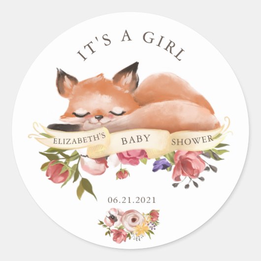 Niedliche Waldtiere floral Es ist ein Girl Sticker (Vorderseite)