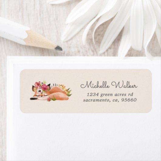 Niedliche Waldtiere floraler Fox-Rückgabeadresse (Insitu)