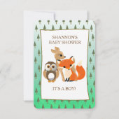 Niedliche Waldtiere Fox Kinderdusche Einladung (Vorderseite)