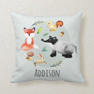 Niedliche Waldtiere Fox Name Kinder Kissen