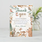 Niedliche Waldtiere Geburtstag Danke Karte (Stehend Vorderseite)