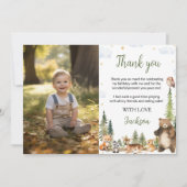 Niedliche Waldtiere Geburtstag Foto Dankeskarte (Vorderseite)