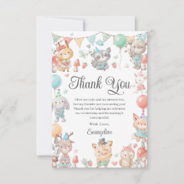 Niedliche Waldtiere Geburtstagsparty Dankeskarte