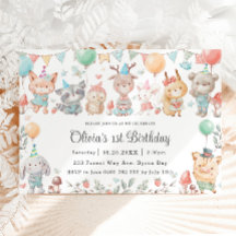 Niedliche Waldtiere Geburtstagsparty