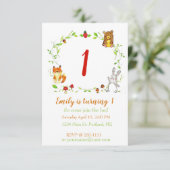 Niedliche Waldtiere Geburtstagsparty Einladung (Stehend Vorderseite)