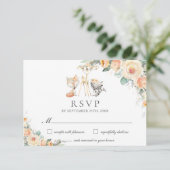 Niedliche Waldtiere Gelbe Blumengrün RSVP Karte (Stehend Vorderseite)