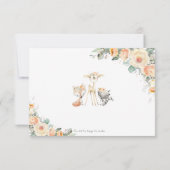 Niedliche Waldtiere Gelbe Blumengrün RSVP Karte (Rückseite)