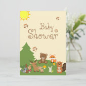 Niedliche Waldtiere Gelbe Sonnendusche Einladung (Stehend Vorderseite)