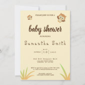 Niedliche Waldtiere Gelbe Sonnendusche Einladung (Rückseite)