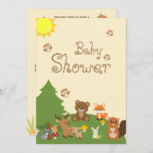 Niedliche Waldtiere Gelbe Sonnendusche Einladung (Vorne/Hinten)