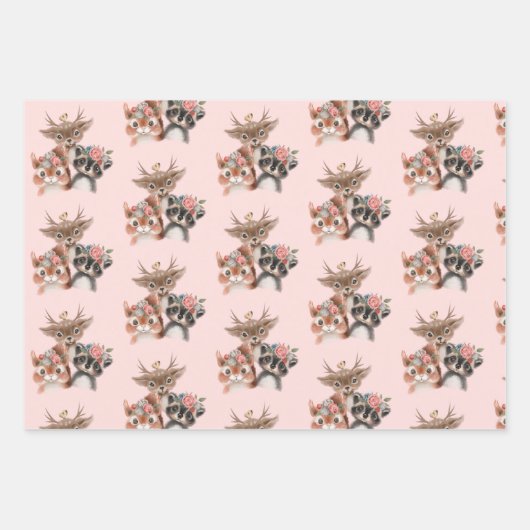 Niedliche Waldtiere Geschenkpapier Set (Vorderseite 2)